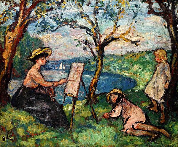 Woman Painting in the Open Air, Georges d'Espagnat (French, 1870–1950), Oil on canvas