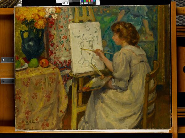 Girl Painting at an Easel, Georges d'Espagnat (French, 1870–1950), Oil on canvas