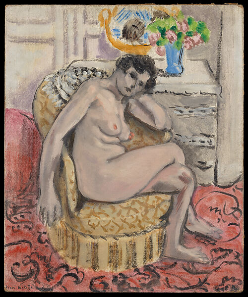 Nude in an Armchair (Nu au fauteuil), Henri Matisse (French, Le Cateau-Cambrésis 1869–1954 Nice), Oil on canvas board 