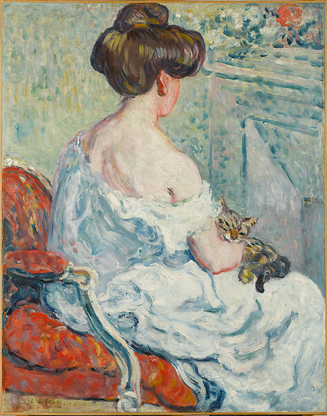 Woman with a Cat, Louis Valtat (French, Dieppe 1869–1952 Paris), Oil on canvas 