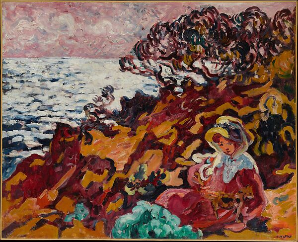 Woman on the Seashore (Jeune Femme sur les rochers à Anthéor), Louis Valtat (French, Dieppe 1869–1952 Paris), Oil on canvas