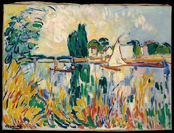 Boats on the Seine at Chatou, Maurice de Vlaminck (French, Paris 1876–1958 Reuil-La-Gadelière), Oil on canvas 