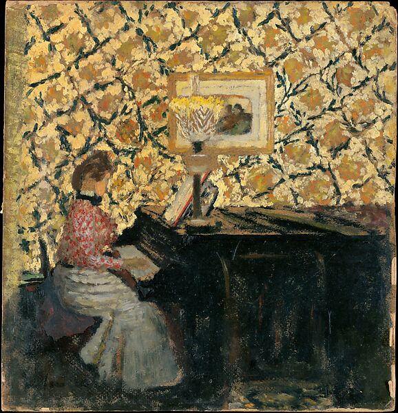 Misia at the Piano, Edouard Vuillard  French, Oil on cardboard