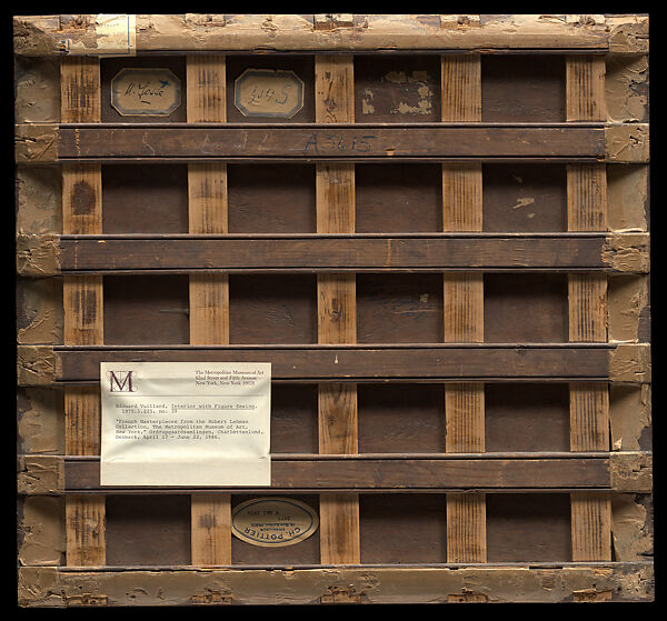 Mme Vuillard Sewing by the Window, rue Truffaut, Edouard Vuillard (French, Cuiseaux 1868–1940 La Baule), Oil on cardboard laid down on panel.
