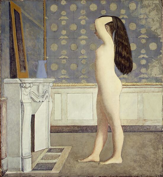 Nude in Front of a Mantel, Balthus (Balthasar Klossowski) (French, Paris 1908–2001 Rossinière), Oil on canvas