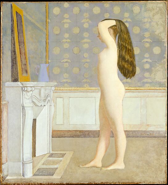 Nude in Front of a Mantel, Balthus (Balthasar Klossowski) (French, Paris 1908–2001 Rossinière), Oil on canvas