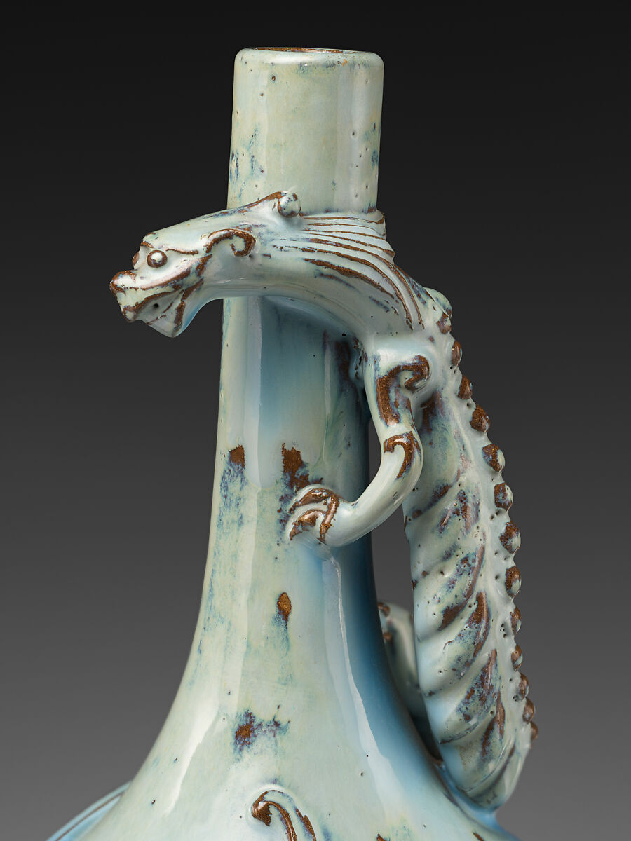 Vase with coiled dragon, Stoneware with bluish green glaze (Yixing ware), China