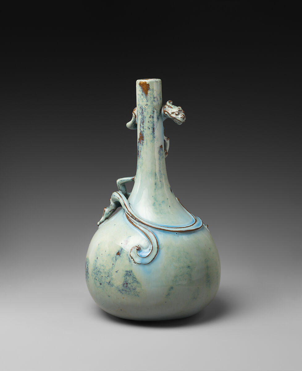Vase with coiled dragon, Stoneware with bluish green glaze (Yixing ware), China