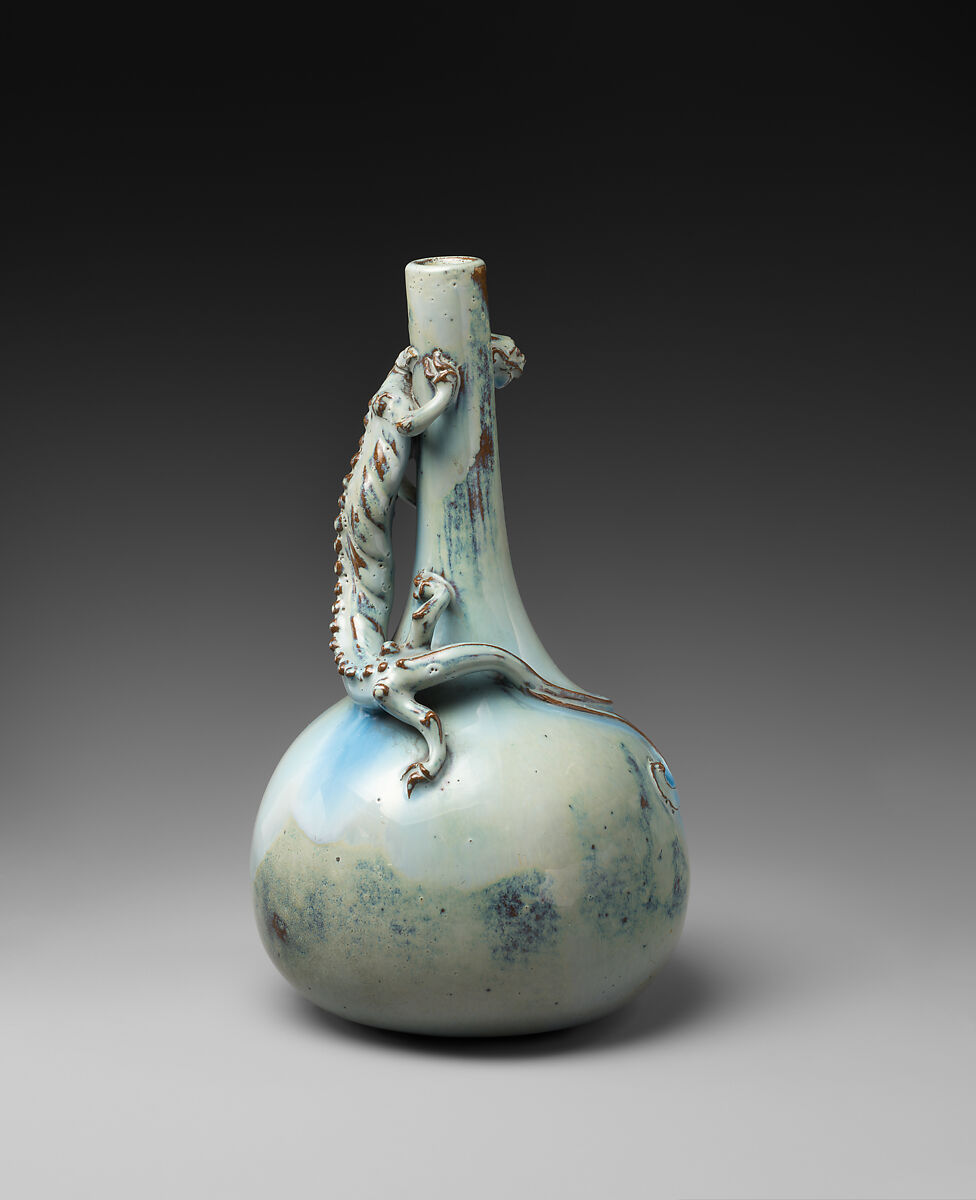 Vase with coiled dragon, Stoneware with bluish green glaze (Yixing ware), China