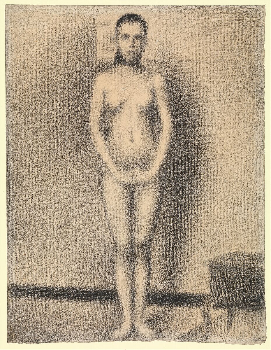 Study for "Poseuses", Georges Seurat (French, Paris 1859–1891 Paris), Conté crayon on laid paper. 