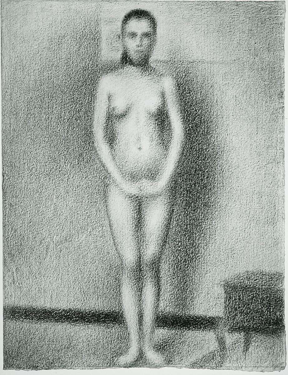 Study for "Poseuses", Georges Seurat (French, Paris 1859–1891 Paris), Conté crayon on laid paper.