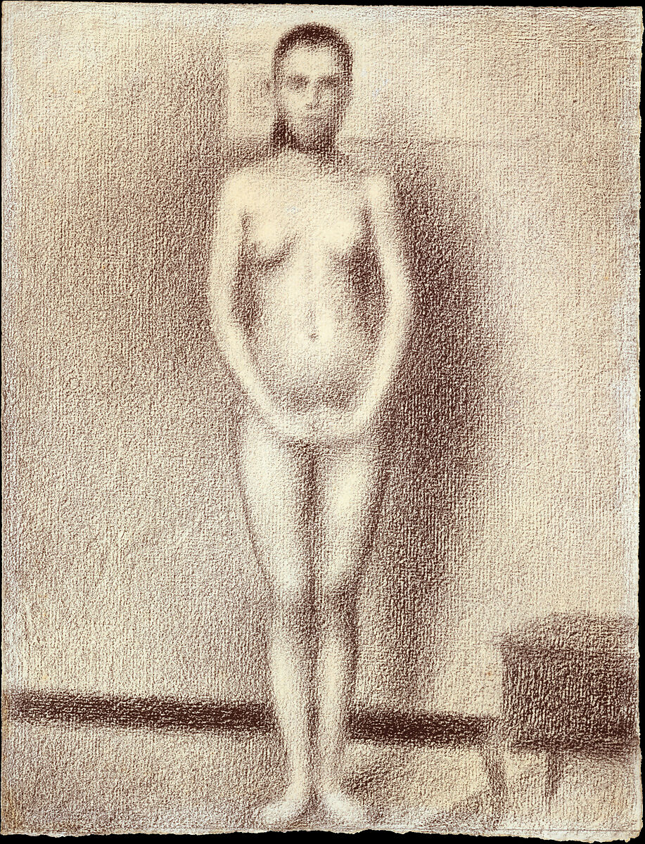Study for "Poseuses", Georges Seurat (French, Paris 1859–1891 Paris), Conté crayon on laid paper.