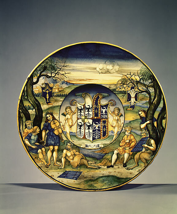 Armorial Plate (tondino): The story of King Midas, Nicola da Urbino (Italian, active by 1520–died ?1537/38 Urbino), Maiolica (tin-glazed earthenware)