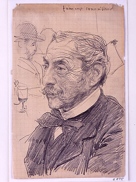 Famous Connoisseur (Fameux Connaisseur), Giovanni Boldini (Italian, Ferrara 1842–1931 Paris), Crayon and pencil on graph paper.