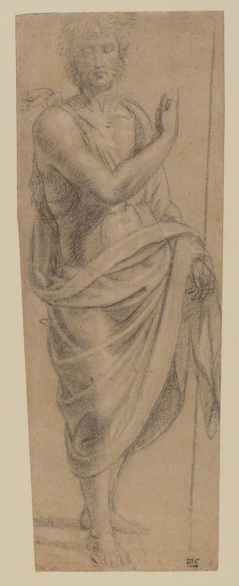 Saint John the Baptist, Innocenzo da Imola (Innocenzo Francucci) (Imola 1488/89–Bologna ca. 1545), Black and white chalk 