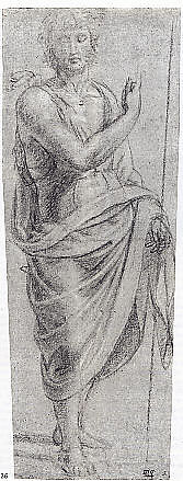 Saint John the Baptist, Innocenzo da Imola (Innocenzo Francucci) (Imola 1488/89–Bologna ca. 1545), Black and white chalk