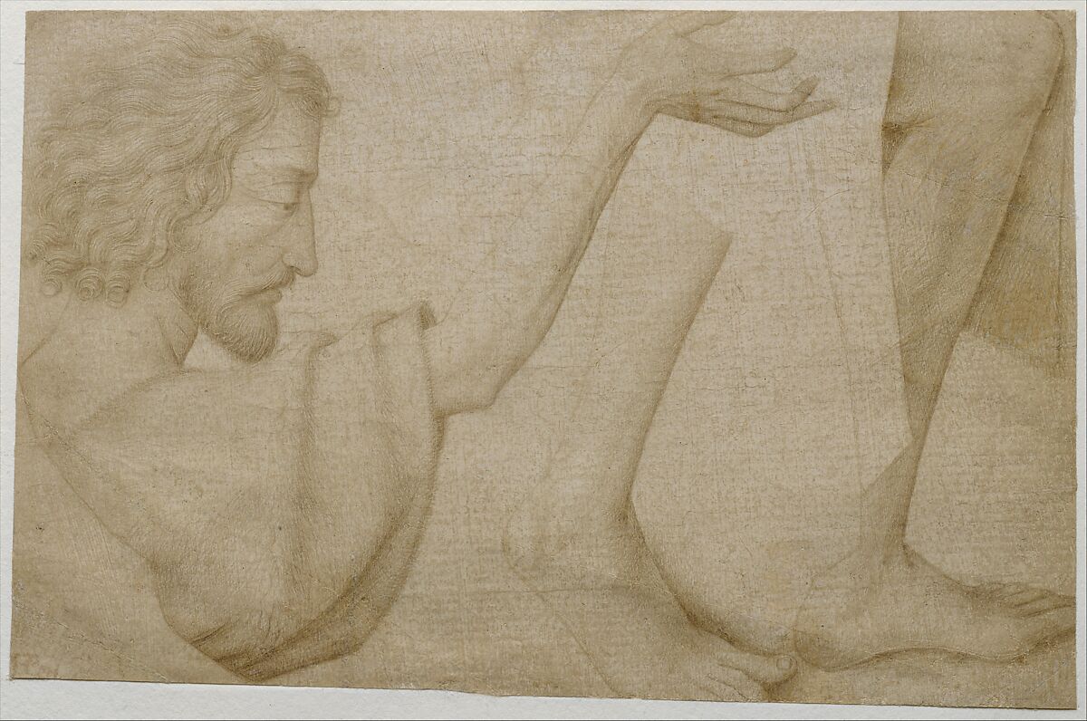 Studies of Saint John the Baptist, Copy after Rogier van der Weyden (Tournai, 1399–Brussels, 1464), Metalpoint on gray prepared paper, Flemish