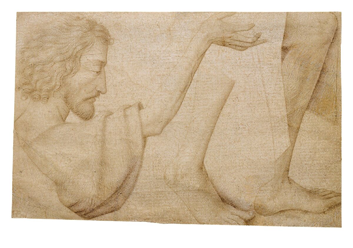 Studies of Saint John the Baptist, Copy after Rogier van der Weyden (Tournai, 1399–Brussels, 1464), Metalpoint on gray prepared paper, Flemish