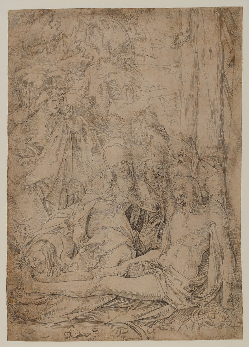 The Lamentation of Christ, Circle of Hans Baldung Grien (German, 1484–1545), Pen and brush and gray brown ink., German 