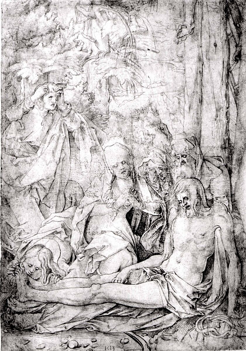 The Lamentation of Christ, Circle of Hans Baldung Grien (German, 1484–1545), Pen and brush and gray brown ink., German