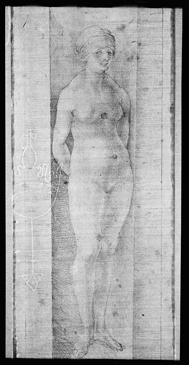 Fortuna in a Niche, Albrecht Dürer (German, Nuremberg 1471–1528 Nuremberg), Pen and greenish brown ink