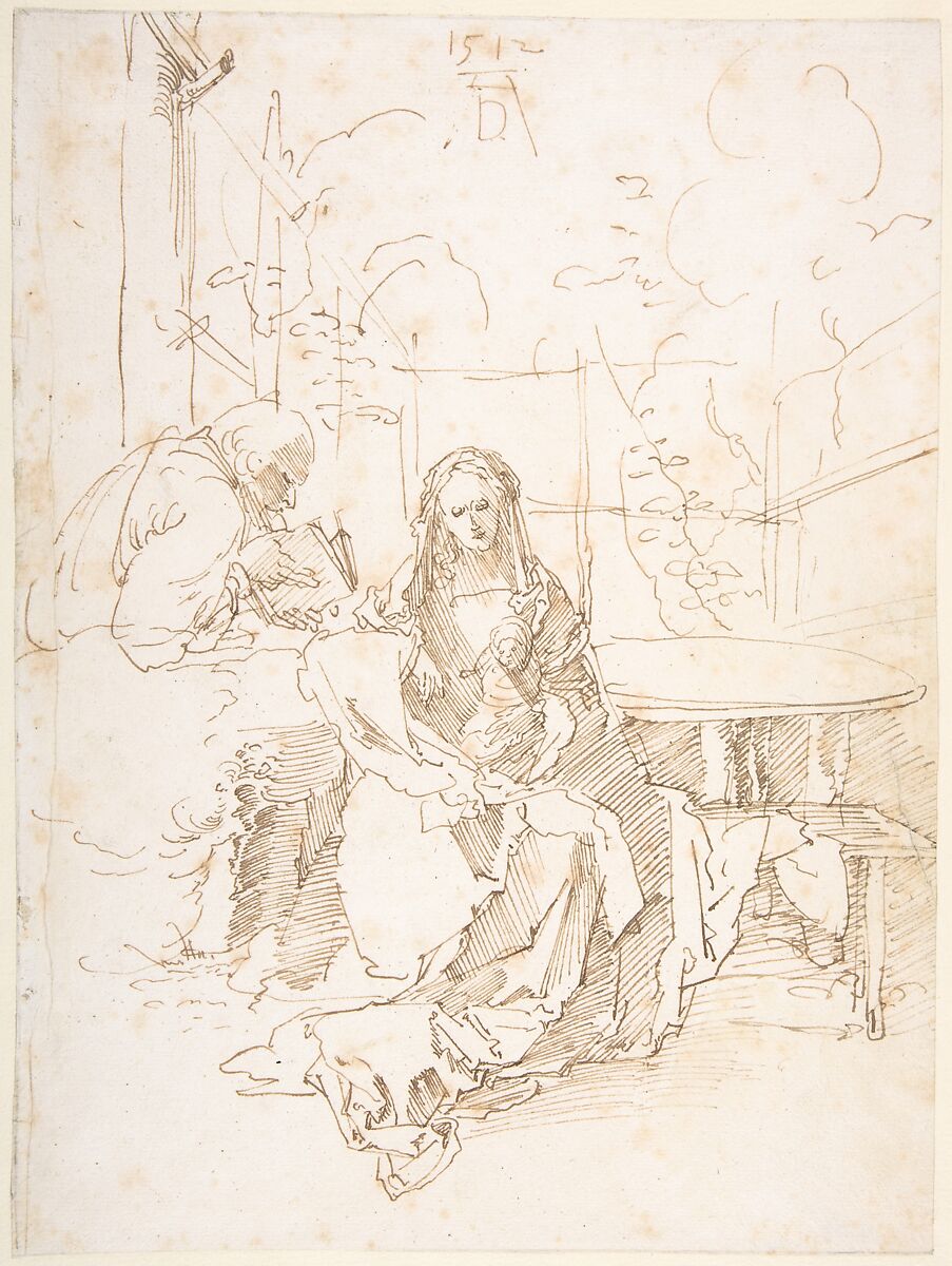 The Holy Family in an Enclosed Garden, Albrecht Dürer  German, Pen and reddish brown ink.