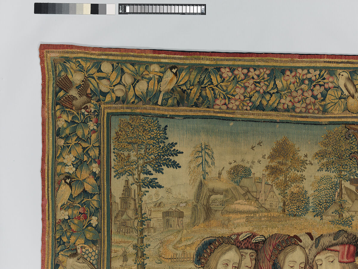 Emperor Vespasian Cured by Veronica's Veil, Wool, silk, and gilt-metal-strip-wrapped silk in slit, dovetailed, and double interlocking tapestry weave., Flemish, Brussels
