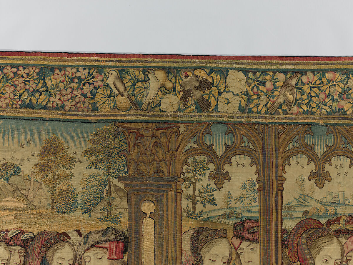 Emperor Vespasian Cured by Veronica's Veil, Wool, silk, and gilt-metal-strip-wrapped silk in slit, dovetailed, and double interlocking tapestry weave., Flemish, Brussels