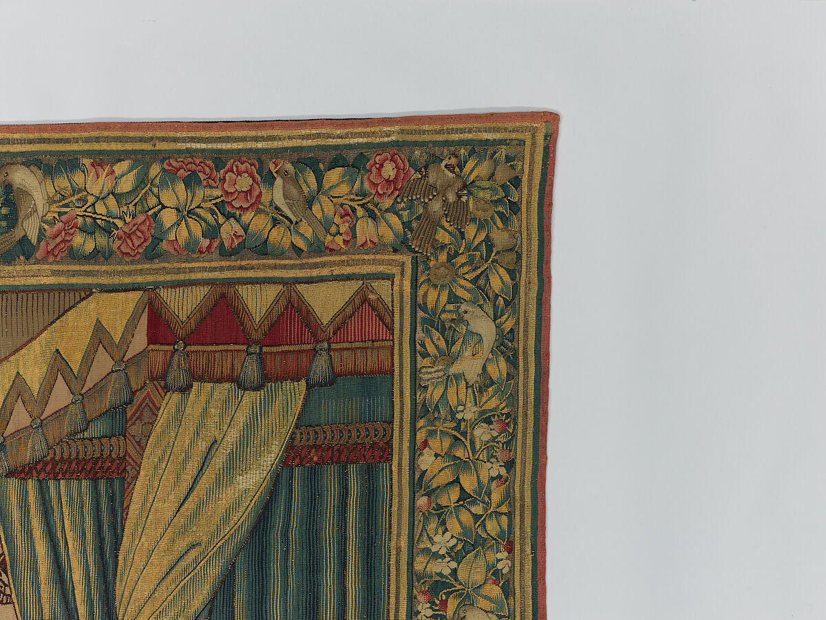 Emperor Vespasian Cured by Veronica's Veil, Wool, silk, and gilt-metal-strip-wrapped silk in slit, dovetailed, and double interlocking tapestry weave., Flemish, Brussels