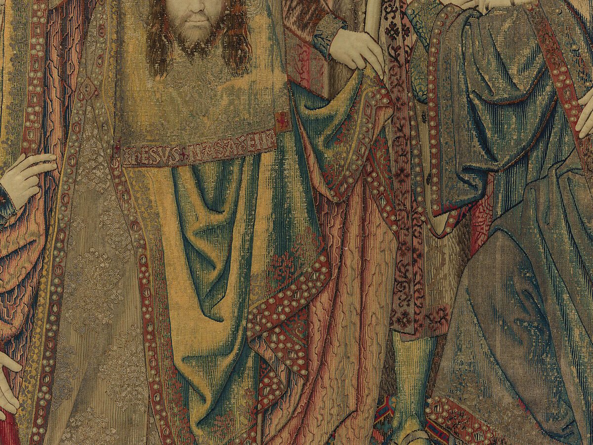 Emperor Vespasian Cured by Veronica's Veil, Wool, silk, and gilt-metal-strip-wrapped silk in slit, dovetailed, and double interlocking tapestry weave., Flemish, Brussels
