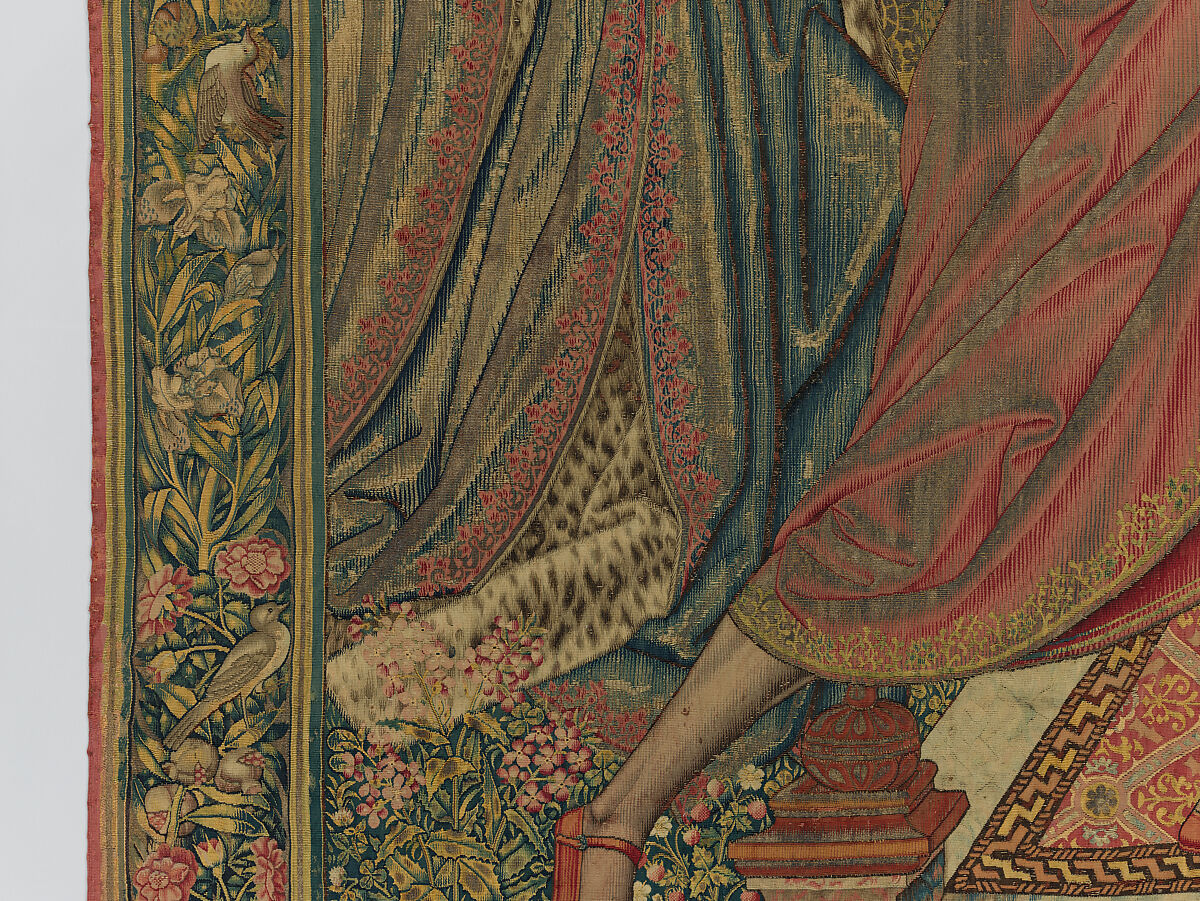 Emperor Vespasian Cured by Veronica's Veil, Wool, silk, and gilt-metal-strip-wrapped silk in slit, dovetailed, and double interlocking tapestry weave., Flemish, Brussels