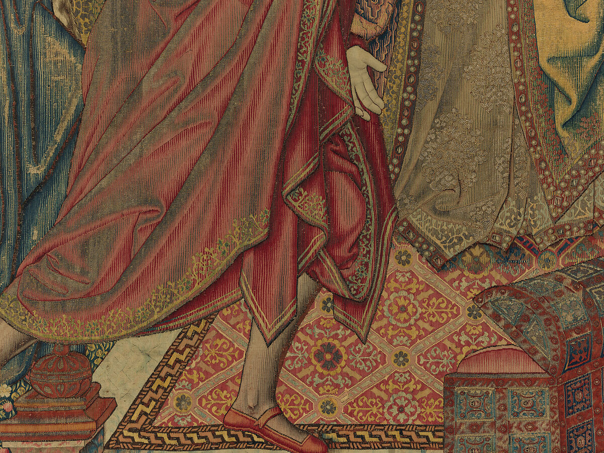 Emperor Vespasian Cured by Veronica's Veil, Wool, silk, and gilt-metal-strip-wrapped silk in slit, dovetailed, and double interlocking tapestry weave., Flemish, Brussels