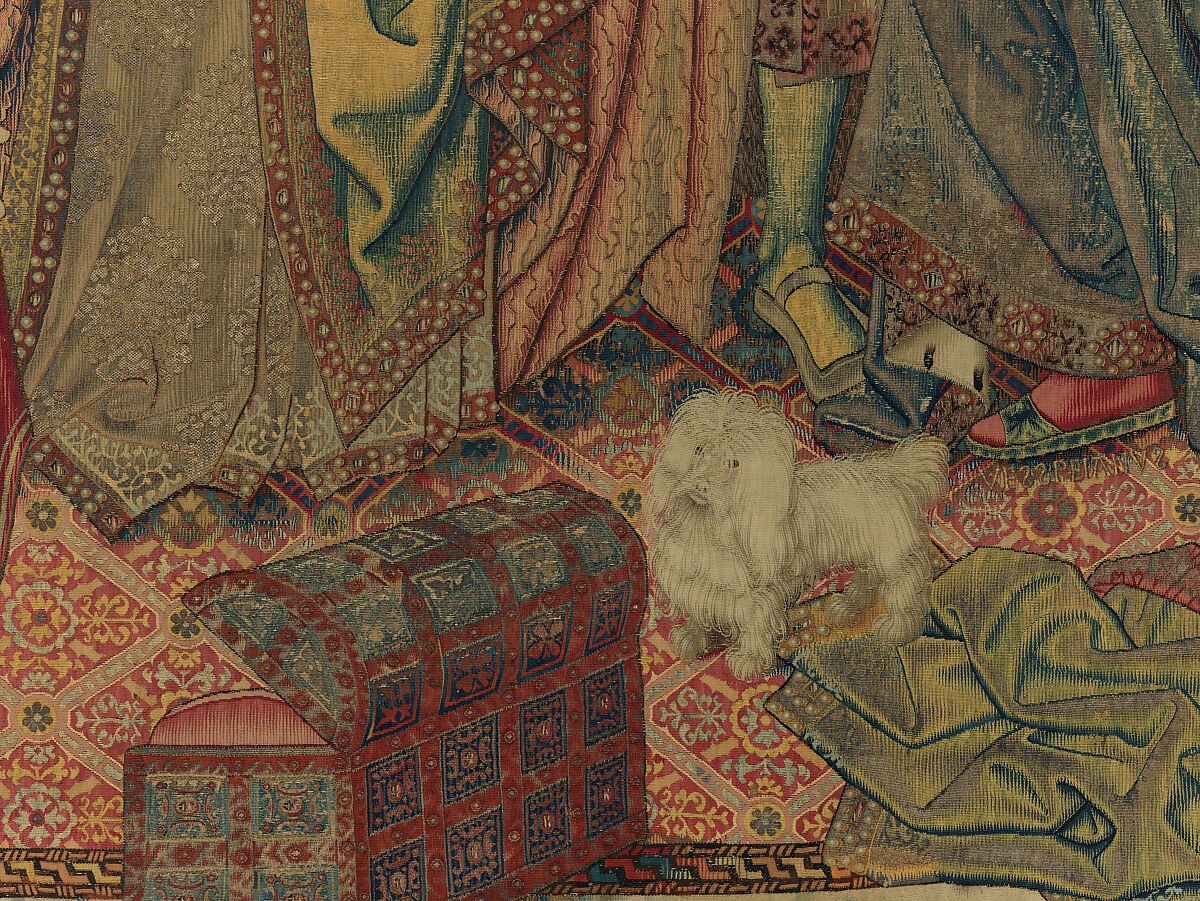 Emperor Vespasian Cured by Veronica's Veil, Wool, silk, and gilt-metal-strip-wrapped silk in slit, dovetailed, and double interlocking tapestry weave., Flemish, Brussels