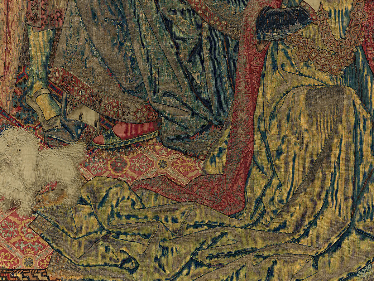 Emperor Vespasian Cured by Veronica's Veil, Wool, silk, and gilt-metal-strip-wrapped silk in slit, dovetailed, and double interlocking tapestry weave., Flemish, Brussels