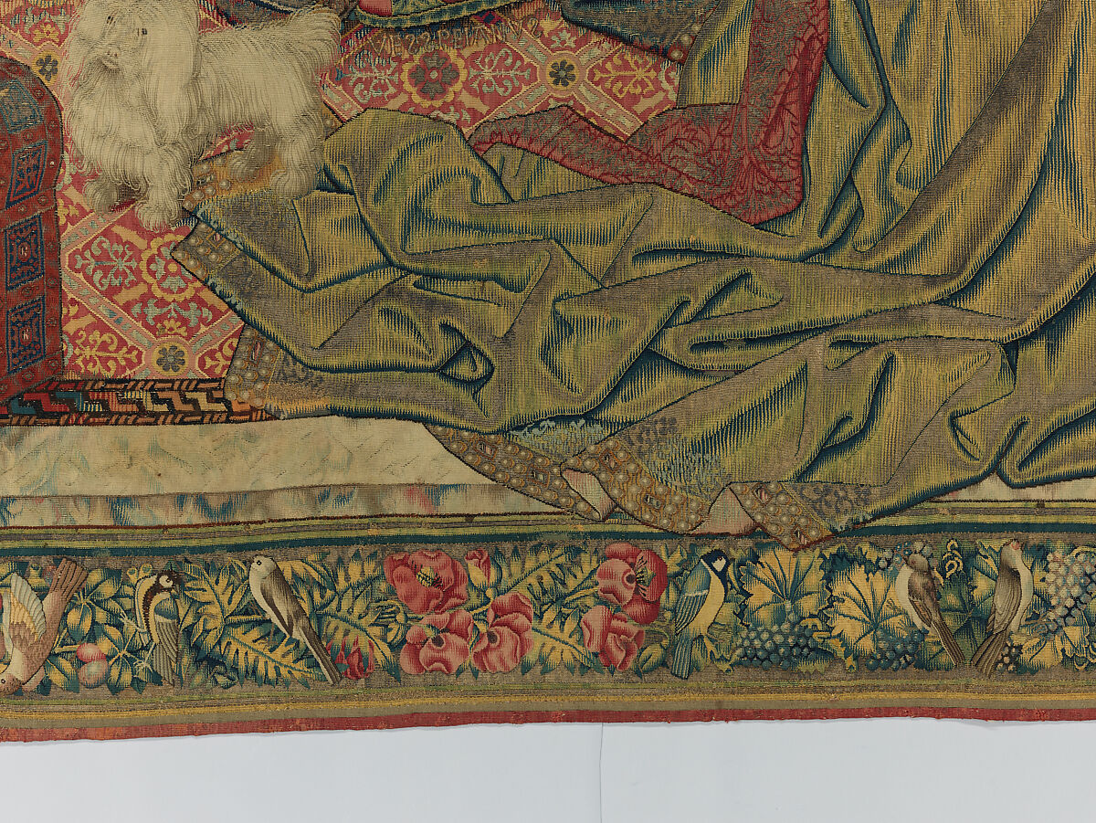 Emperor Vespasian Cured by Veronica's Veil, Wool, silk, and gilt-metal-strip-wrapped silk in slit, dovetailed, and double interlocking tapestry weave., Flemish, Brussels