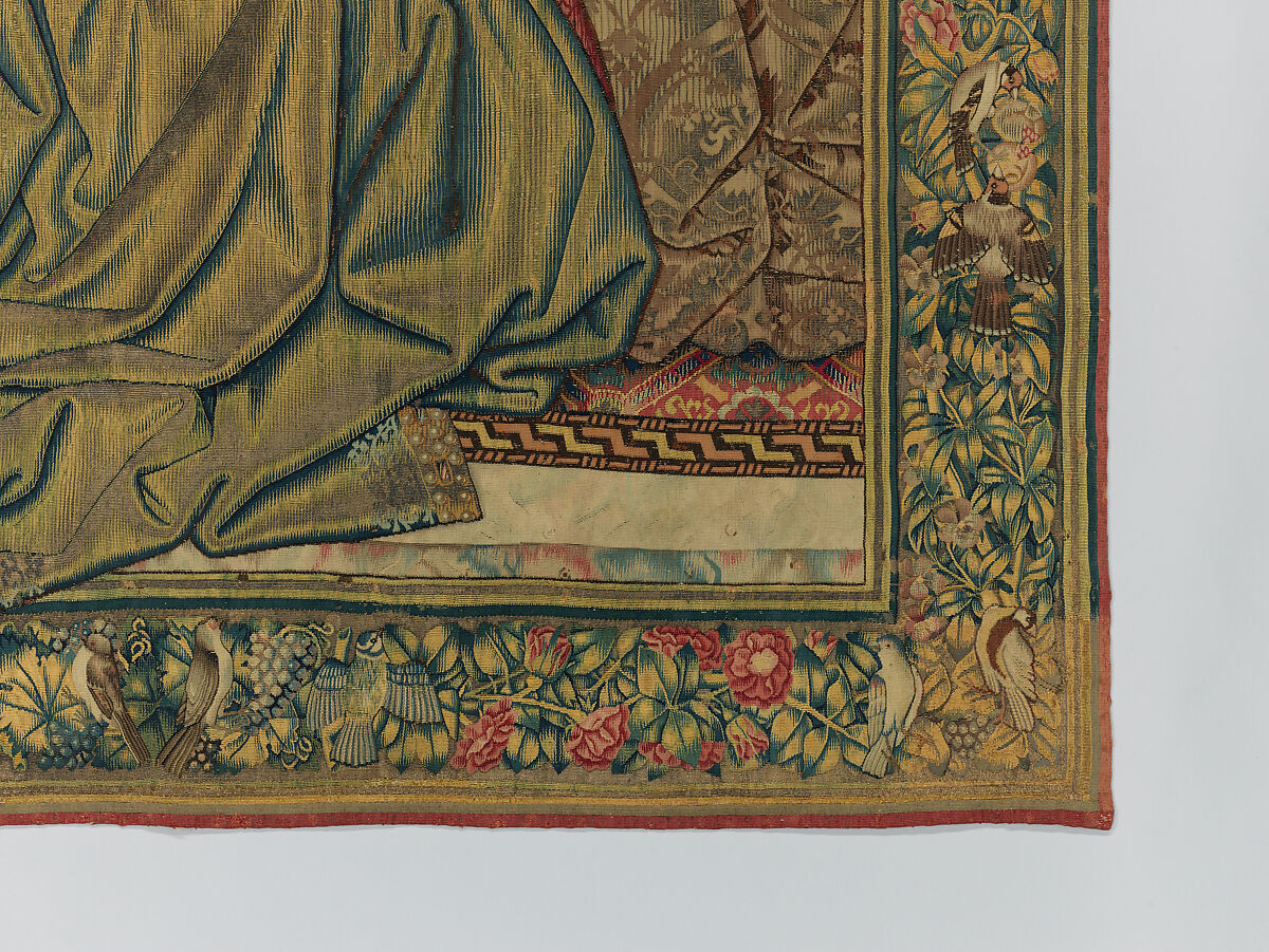 Emperor Vespasian Cured by Veronica's Veil, Wool, silk, and gilt-metal-strip-wrapped silk in slit, dovetailed, and double interlocking tapestry weave., Flemish, Brussels