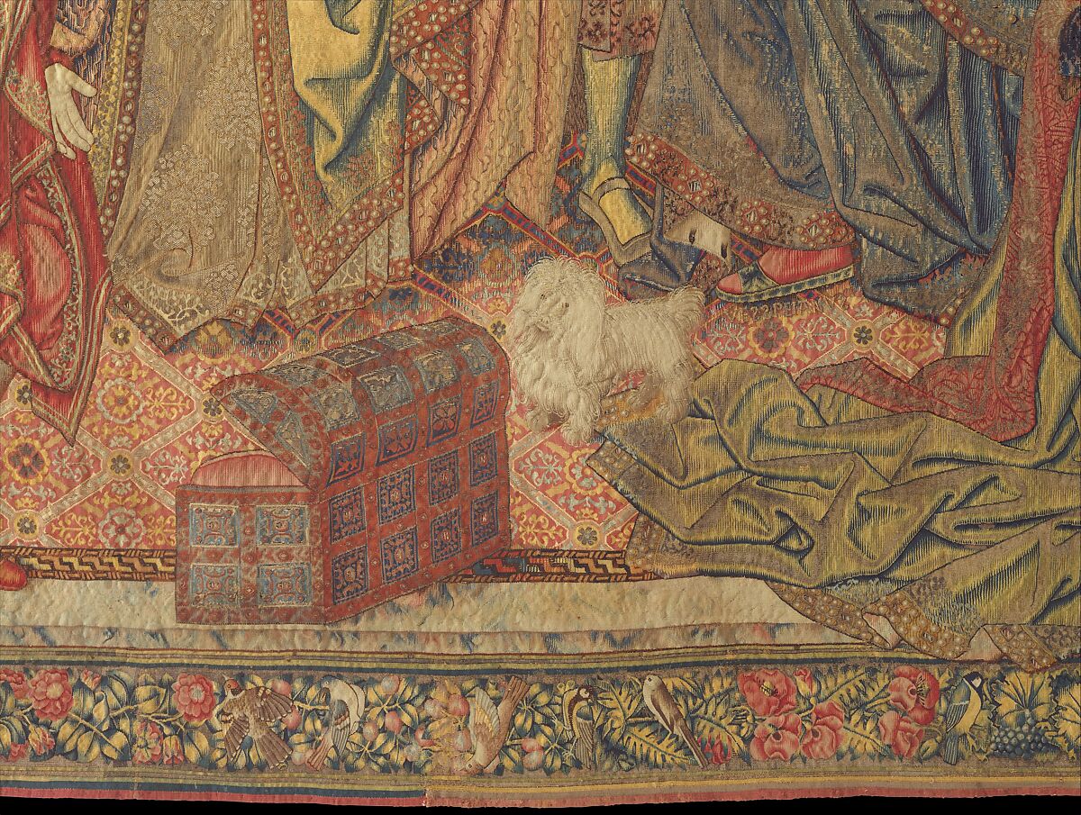 Emperor Vespasian Cured by Veronica's Veil, Wool, silk, and gilt-metal-strip-wrapped silk in slit, dovetailed, and double interlocking tapestry weave., Flemish, Brussels