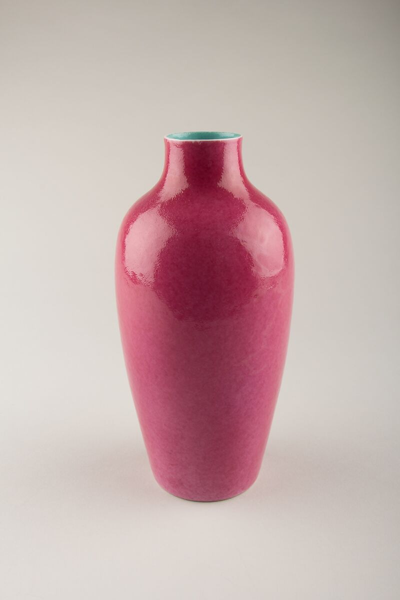 Vase, Porcelain with rouge pink glaze (Jingdezhen ware), China