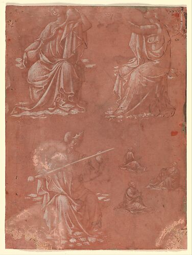 Three Virtues (Temperance, Hope, and Fortitude or Justice) and Studies of a Seated Man