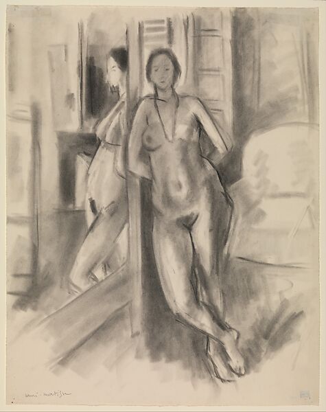 Reflection in the Mirror, Henri Matisse (French, Le Cateau-Cambrésis 1869–1954 Nice), Charcoal on paper 