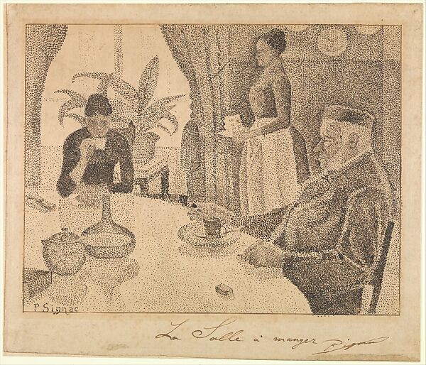 The Dining Room, Paul Signac (French, Paris 1863–1935 Paris), Graphite and ink on Japan paper 