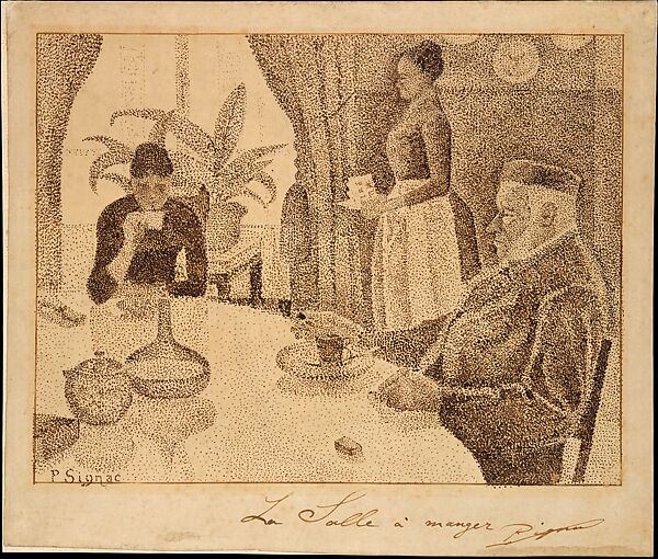 The Dining Room, Paul Signac (French, Paris 1863–1935 Paris), Graphite and ink on Japan paper