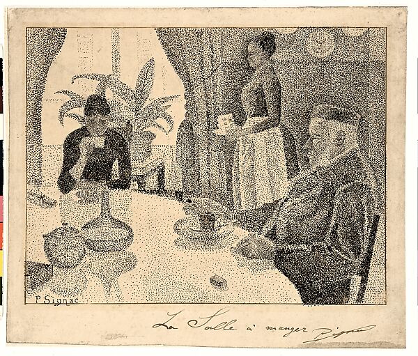 The Dining Room, Paul Signac (French, Paris 1863–1935 Paris), Graphite and ink on Japan paper