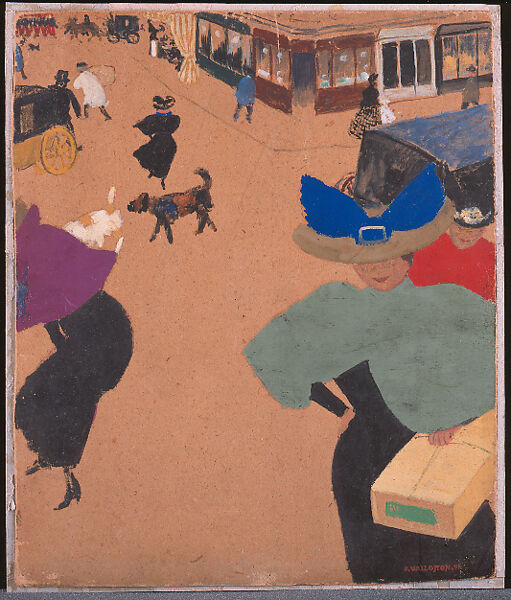 Street Scene in Paris (Scène de rue à Paris), Félix Vallotton (Swiss, Lausanne 1865–1925 Paris), Gouache and oil on cardboard.