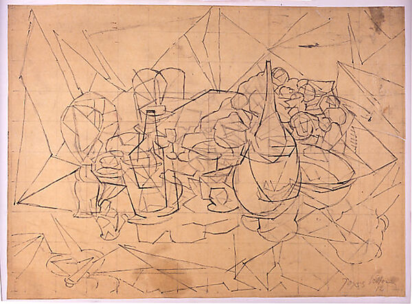La table servie, Jacques Villon (French, Damville 1875–1963 Puteaux), Graphite and black ink, squared in graphite, French