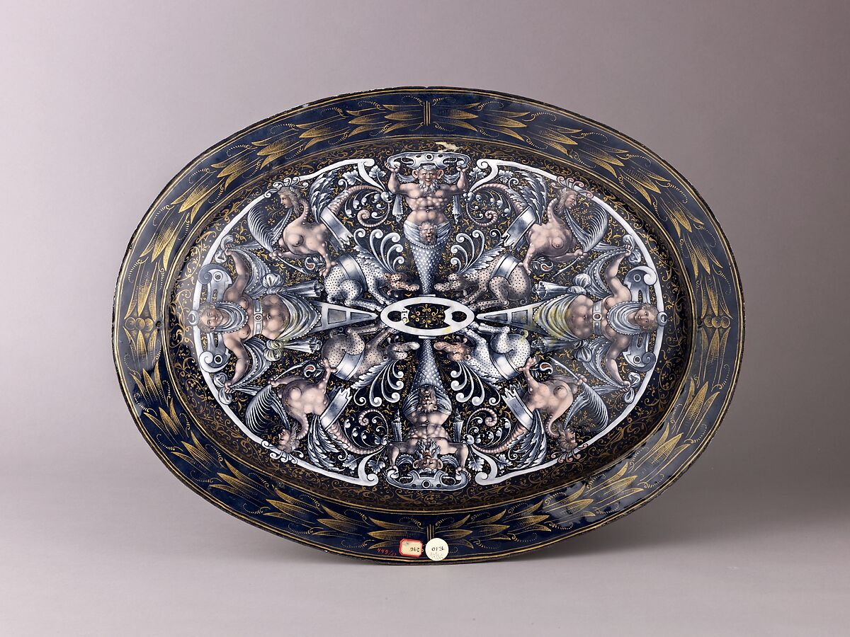 Dish: The Destruction of the Hosts of Pharaoh, Master IC (probably Jean Court) (French, Limoges, active 1614–1627) or, Painted enamel on copper, partly gilt.