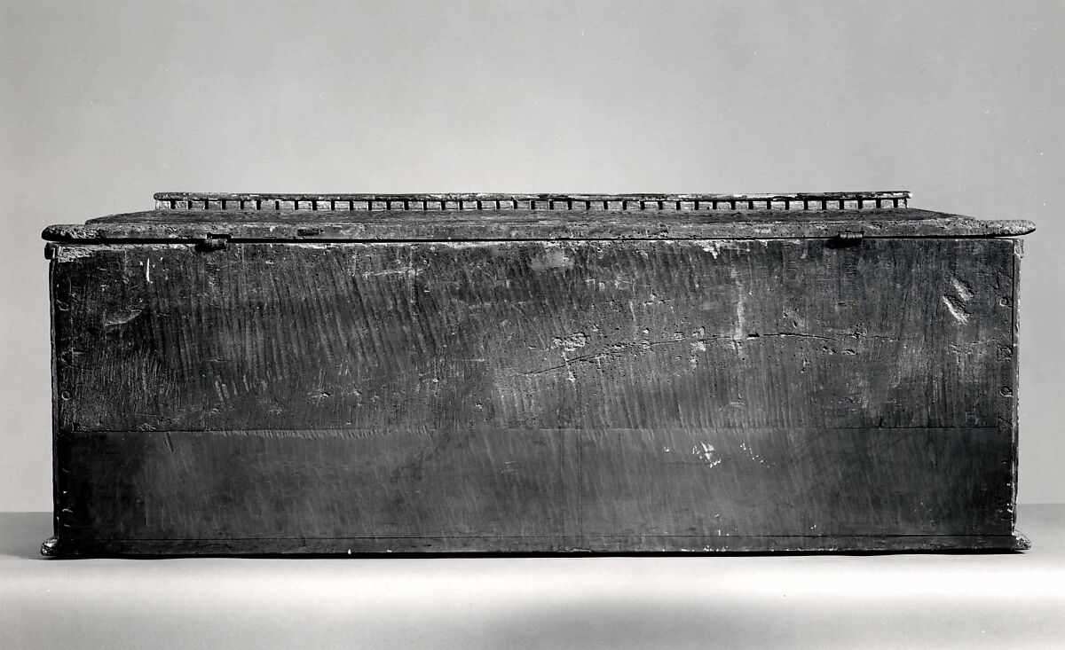 Cassone, Pinewood and poplar, gesso, partly gilded, form molded, and painted., Italian (Tuscany, Florence or Siena)