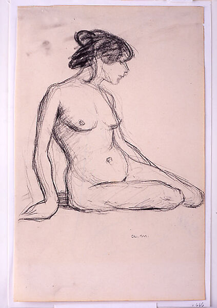 Seated Female Nude in Profile, Albert Marquet  French, Charcoal on polished buff wove paper