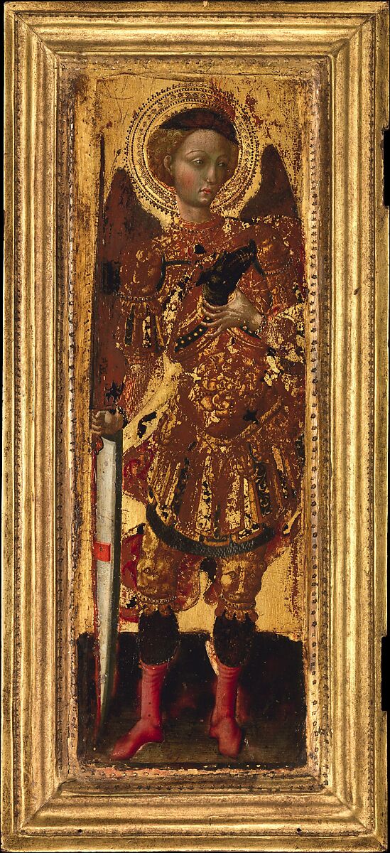 Saint Michael, Pietro di Giovanni d&#39;Ambrogio (Italian, Siena 1410–1449 Siena), Tempera on wood with silver, gold ground 