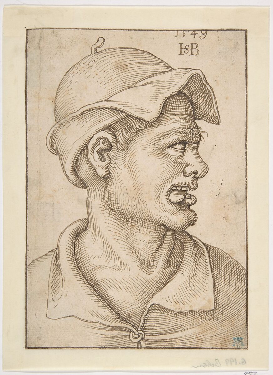 Head of a Man, Sebald Beham (German, Nuremberg 1500–1550 Frankfurt), Pen and iron gall ink (laid down) 